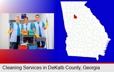 commercial cleaning service; DeKalb County highlighted in red on a map