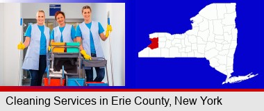 commercial cleaning service; Erie County highlighted in red on a map