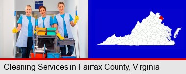 commercial cleaning service; Fairfax County highlighted in red on a map