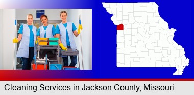 commercial cleaning service; Jackson County highlighted in red on a map