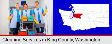 commercial cleaning service; King County highlighted in red on a map