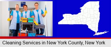 commercial cleaning service; New York County highlighted in red on a map
