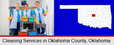 commercial cleaning service; Oklahoma County highlighted in red on a map