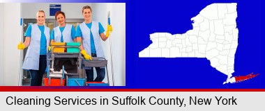 commercial cleaning service; Suffolk County highlighted in red on a map