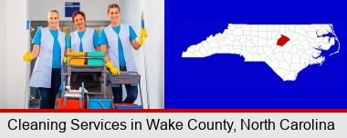 commercial cleaning service; Wake County highlighted in red on a map