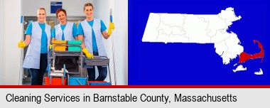 commercial cleaning service; Barnstable County highlighted in red on a map