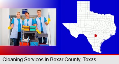 commercial cleaning service; Bexar County highlighted in red on a map