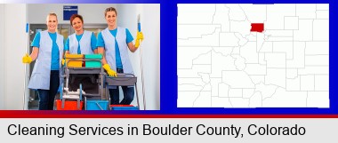 commercial cleaning service; Boulder County highlighted in red on a map