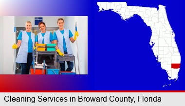commercial cleaning service; Broward County highlighted in red on a map
