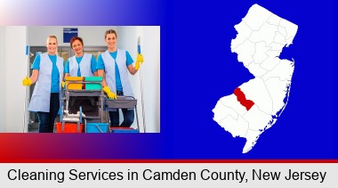 commercial cleaning service; Camden County highlighted in red on a map