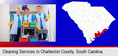 commercial cleaning service; Charleston County highlighted in red on a map