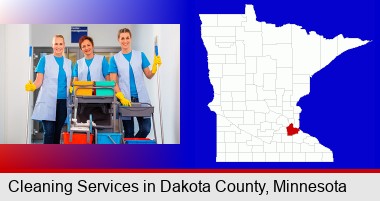 commercial cleaning service; Dakota County highlighted in red on a map