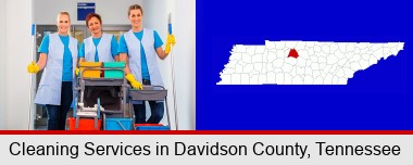 commercial cleaning service; Davidson County highlighted in red on a map