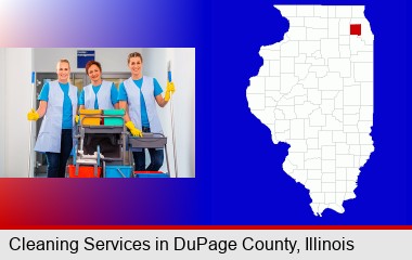 commercial cleaning service; DuPage County highlighted in red on a map