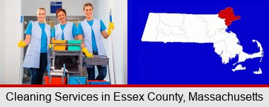 commercial cleaning service; Essex County highlighted in red on a map