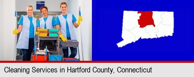 commercial cleaning service; Hartford County highlighted in red on a map