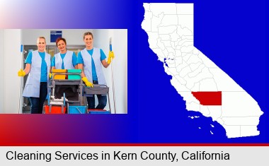 commercial cleaning service; Kern County highlighted in red on a map