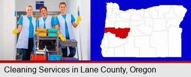 commercial cleaning service; Lane County highlighted in red on a map