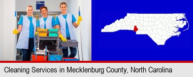 commercial cleaning service; Mecklenburg County highlighted in red on a map