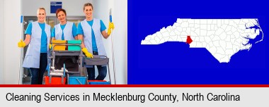 commercial cleaning service; Mecklenburg County highlighted in red on a map