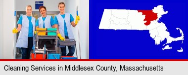 commercial cleaning service; Middlesex County highlighted in red on a map