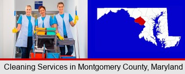 commercial cleaning service; Montgomery County highlighted in red on a map