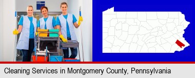 commercial cleaning service; Montgomery County highlighted in red on a map