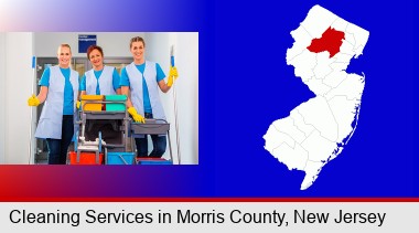 commercial cleaning service; Morris County highlighted in red on a map
