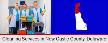 commercial cleaning service; New Castle County highlighted in red on a map