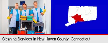 commercial cleaning service; New Haven County highlighted in red on a map