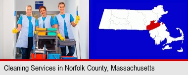 commercial cleaning service; Norfolk County highlighted in red on a map