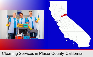 commercial cleaning service; Placer County highlighted in red on a map