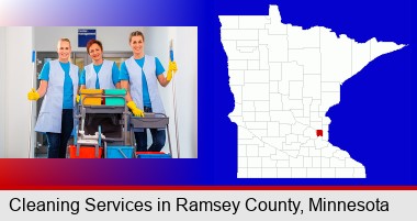 commercial cleaning service; Ramsey County highlighted in red on a map