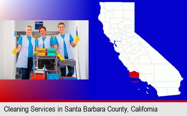 commercial cleaning service; Santa Barbara County highlighted in red on a map