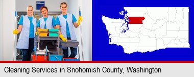 commercial cleaning service; Snohomish County highlighted in red on a map