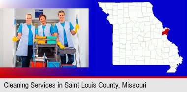 commercial cleaning service; St Francois County highlighted in red on a map