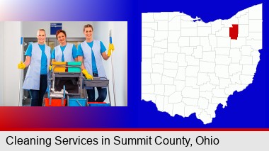 commercial cleaning service; Summit County highlighted in red on a map