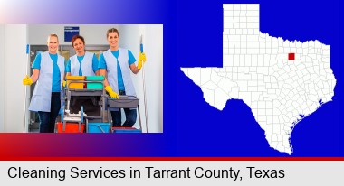 commercial cleaning service; Tarrant County highlighted in red on a map