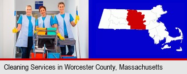 commercial cleaning service; Worcester County highlighted in red on a map
